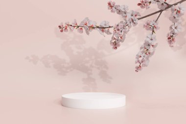 Boş podyum. Ürün sunumu için modern minimal vitrin sahnesi