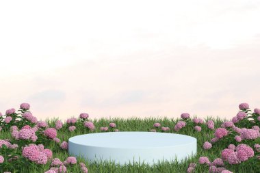 Boş podyum. Ürün sunumu için modern minimal vitrin sahnesi