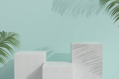 Boş podyum. Ürün sunumu için modern minimal vitrin sahnesi