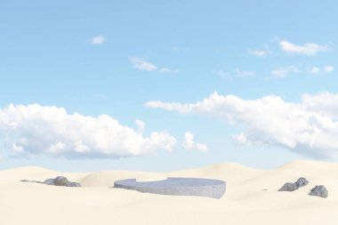 Boş podyum. Ürün sunumu için modern minimal vitrin sahnesi