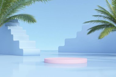 Boş podyum. Ürün sunumu için modern minimal vitrin sahnesi