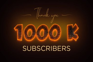 1000 K subscribers celebration greeting banner with  Coal Design