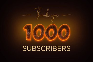 1000 subscribers celebration greeting banner with  Coal Design