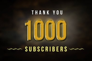 1000 subscribers celebration greeting banner with Golden Design