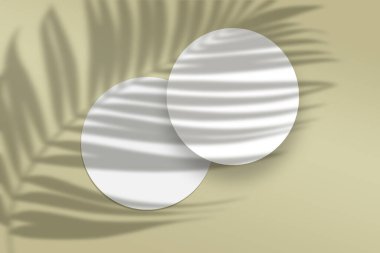 Flat Lay white Paper Mockup with leave shadow