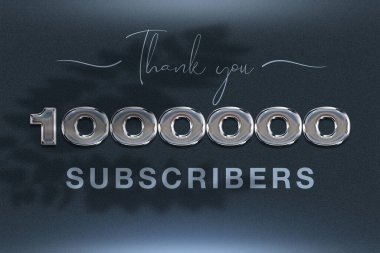 1000000 subscribers celebration greeting banner with Chrome Design