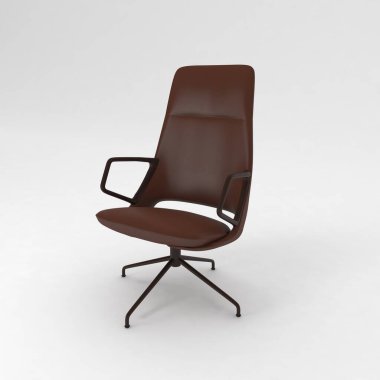 Siyah deri sandalye beyaz arka planda izole