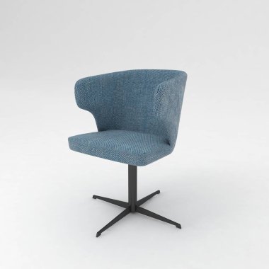 Siyah deri koltuklu modern ofis sandalyesi, beyaz arka planda izole edilmiş.