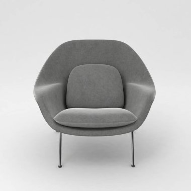 Beyaz arka planda siyah deri koltuk