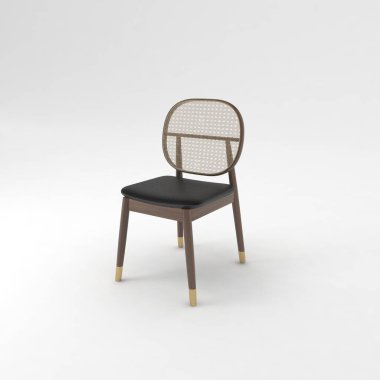 Beyaz arka planda izole edilmiş tahta sandalye