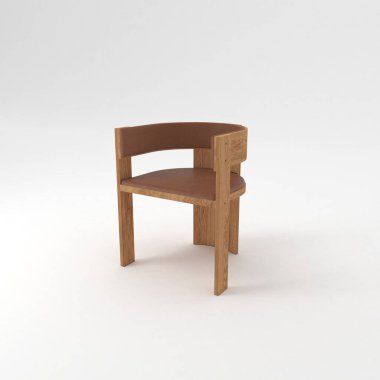 Beyaz arka planda izole edilmiş tahta sandalye