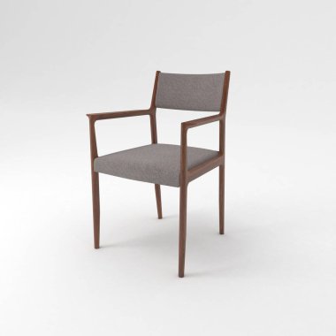 Aydınlık bir arkaplanda izole edilmiş üç boyutlu bir sandalye görüntüleme