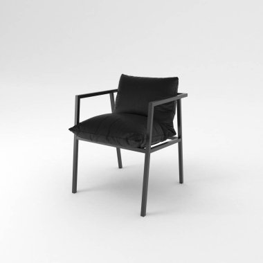 black leather chair isolated on white background. 3d rendering