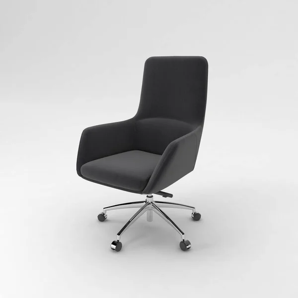 白い背景の黒い革の椅子 — ストック写真