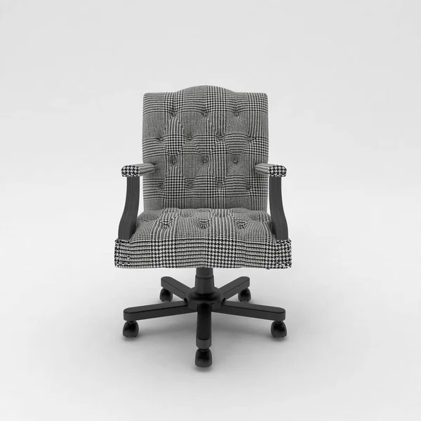 黑色皮革扶手椅 白色背景隔离 3D说明 — 图库照片