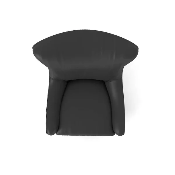 黑色皮革扶手椅 白色背景隔离 3D渲染 — 图库照片