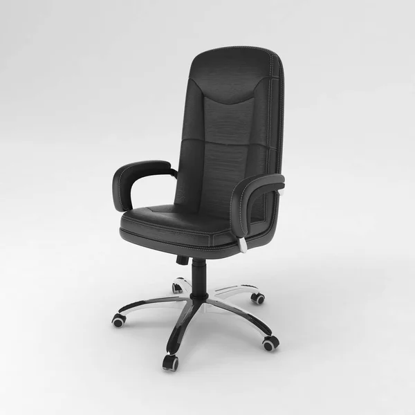 Czarne Skórzane Krzesło Izolowane Białym Tle — Zdjęcie stockowe
