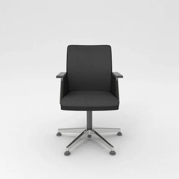 白い背景に隔離された黒い革の椅子 — ストック写真