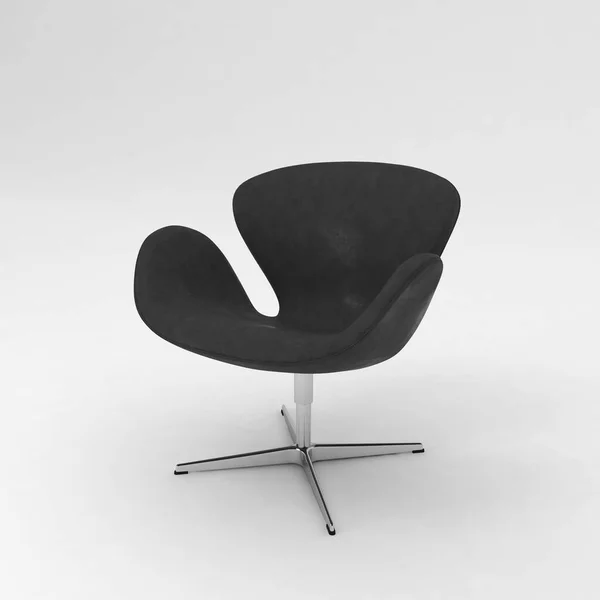 Cadeira Couro Preto Com Fundo Branco — Fotografia de Stock