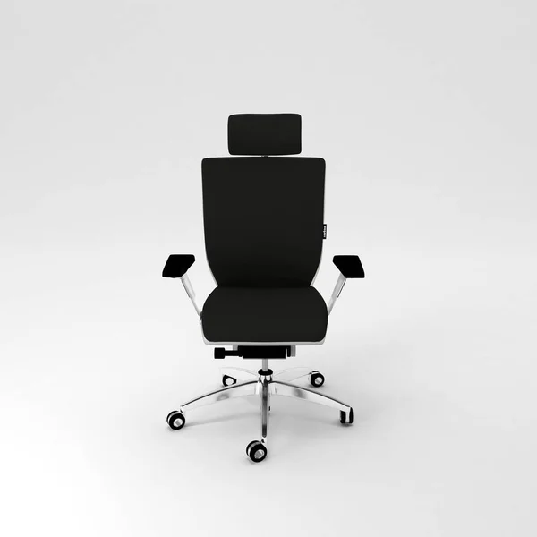 stock image 3d render of a office chair with a laptop