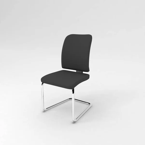 白い背景に黒い革の椅子が隔離されてる 3Dイラスト — ストック写真