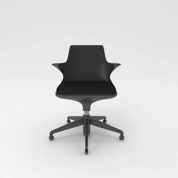 白色背景的黑皮椅 — 图库照片