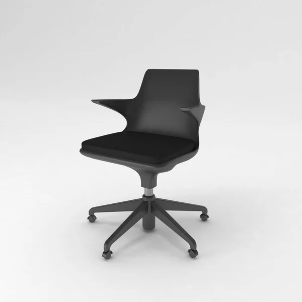 白い背景に隔離された黒い革の椅子 — ストック写真