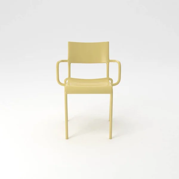 白色背景的黄色椅子 3D说明 — 图库照片