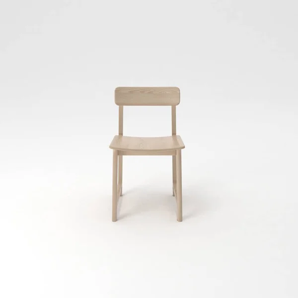 白色底座上的木制椅子 — 图库照片