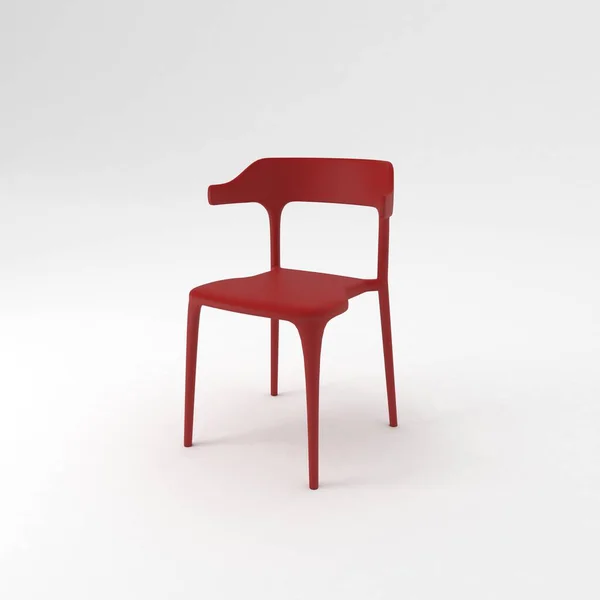 Chaise Rouge Isolée Sur Fond Blanc — Photo