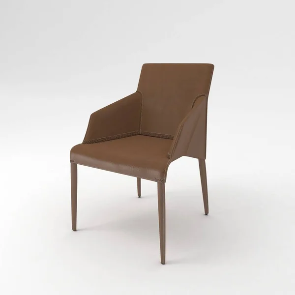 在白色背景上孤立的棕色椅子 — 图库照片
