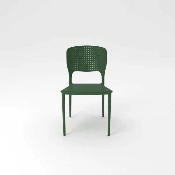 绿色椅子 白色背景隔离 3D说明 — 图库照片