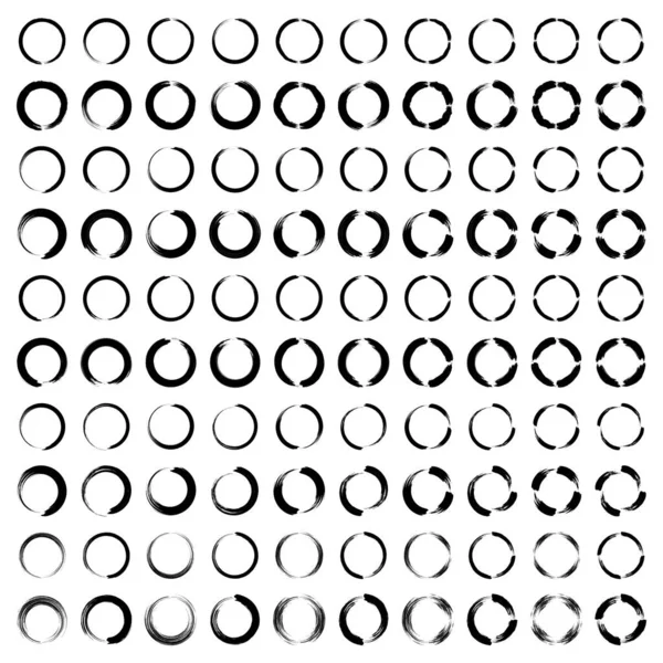 Forme Cercle Dessinée Main 100 Set — Image vectorielle