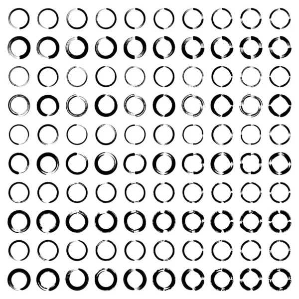 Forme Cercle Dessinée Main 100 Set — Image vectorielle