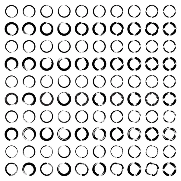 Ručně Kreslený Tvar Kruhu 100 Set — Stockový vektor