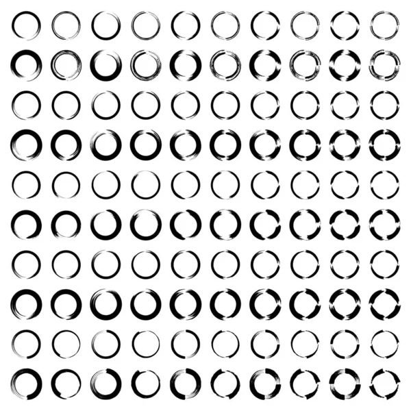 Ručně Kreslený Tvar Kruhu 100 Set — Stockový vektor