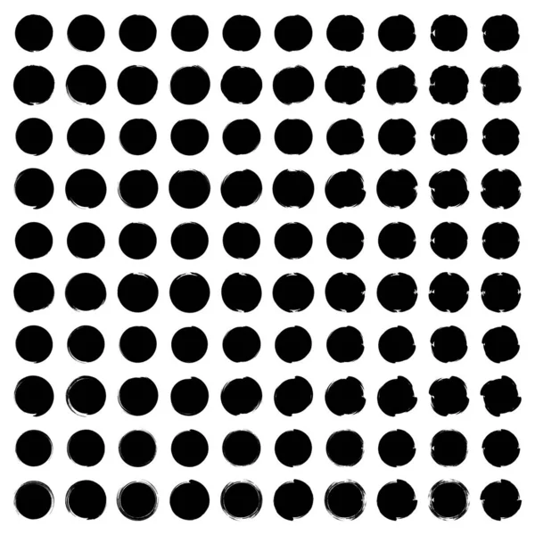 Grunge Oval Circle Schwarz Abstrakte Form Set — Stockvektor