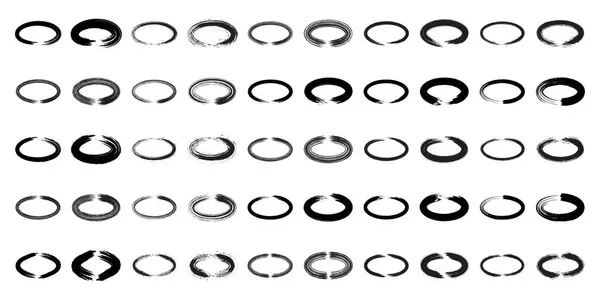 Grunge Oval Circle Schwarz Abstrakte Form Set — Stockvektor