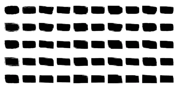 Grunge Vierkante Vorm Gevuld Zwart Set Rechthoekige Vorm Vet Lijn — Stockvector