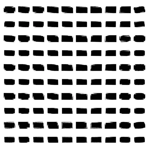 Grunge Forma Cuadrada Llena Negro Set Forma Rectangular Negrita Línea — Archivo Imágenes Vectoriales