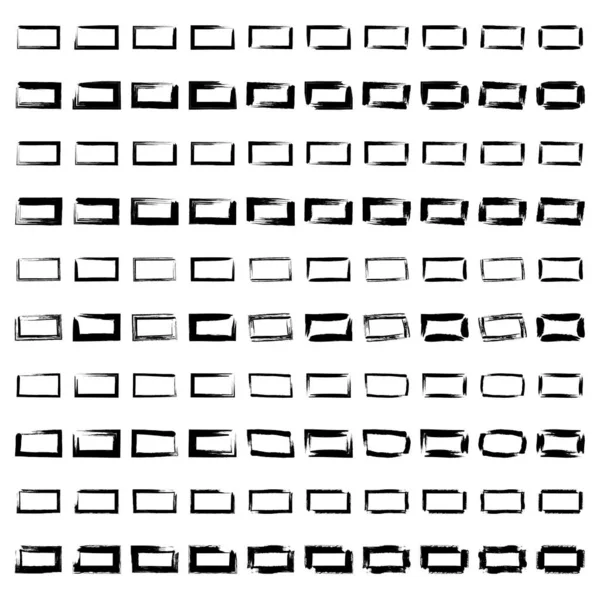 Форма Гранж Квадрата Заполнена Черным Set Прямоугольной Формы Жирная Линия — стоковый вектор