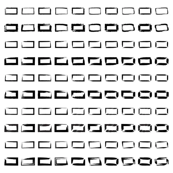 Форма Гранж Квадрата Заполнена Черным Set Прямоугольной Формы Жирная Линия — стоковый вектор
