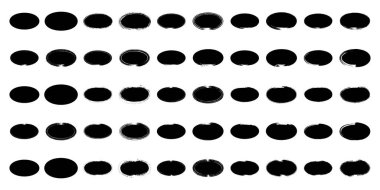 Grunge Oval Çember Siyah soyut kabartma Şekil 50 Set