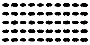 Grunge Oval Çember Siyah soyut kabartma Şekil 50 Set