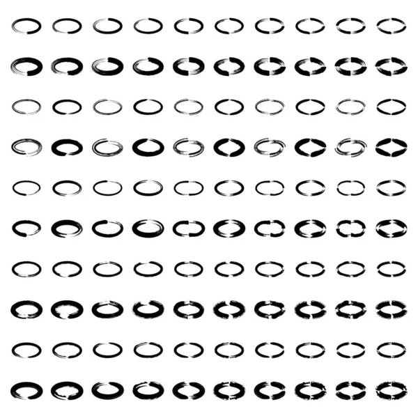 Forme Ovale Horizontale Dessinée Main 100 — Image vectorielle