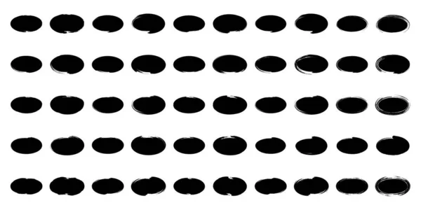 Grunge Oval Circle Noir Abstrait Glyphe Forme Remplie Set — Image vectorielle