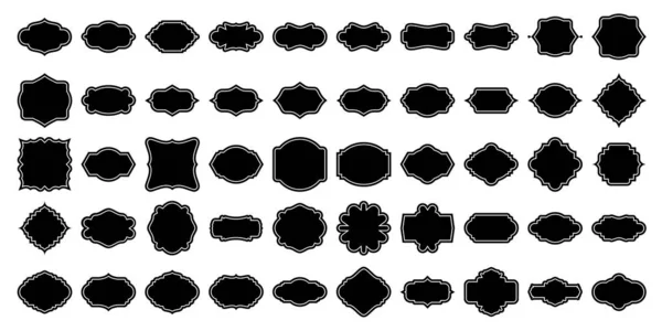 Forme Cadre Étiquette Glyphe Avec Cadre Set — Image vectorielle