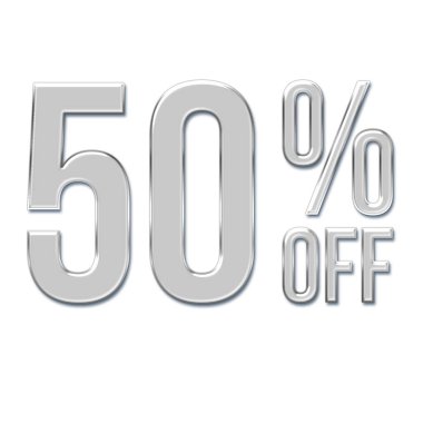 Cam Biçimli% 50 İndirim Teklif Etiketi