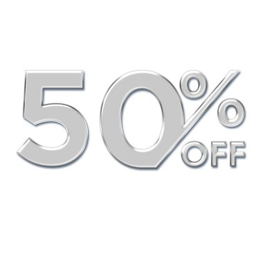 Cam Biçimli% 50 İndirim Teklif Etiketi