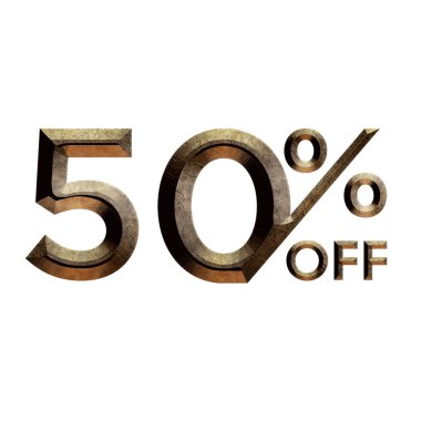 3B Biçim Tasarımlı% 50 İndirim Teklif Etiketi